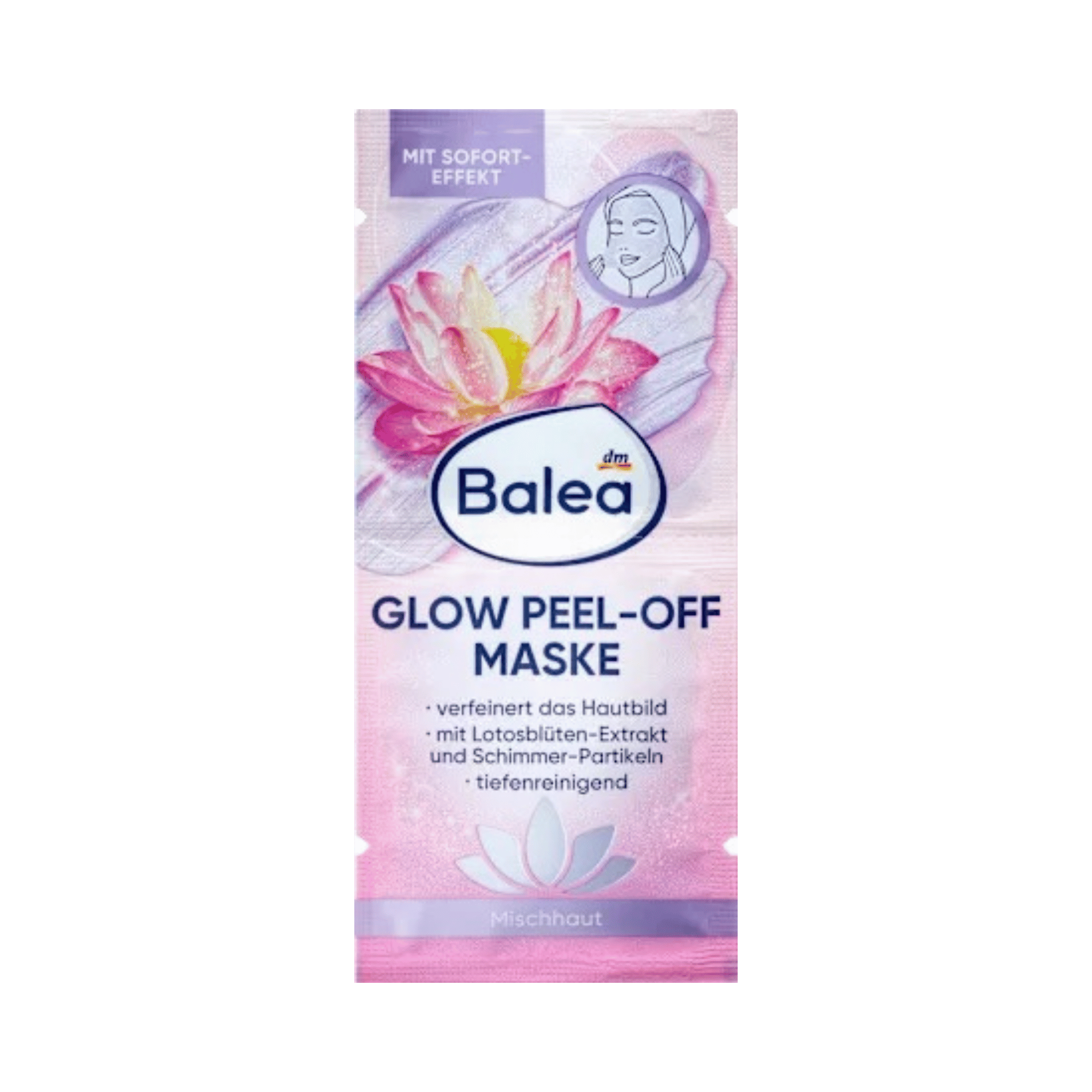 balea glow peel off face mask, 16 ml (2x8 ml) – vegan, deep cleansing