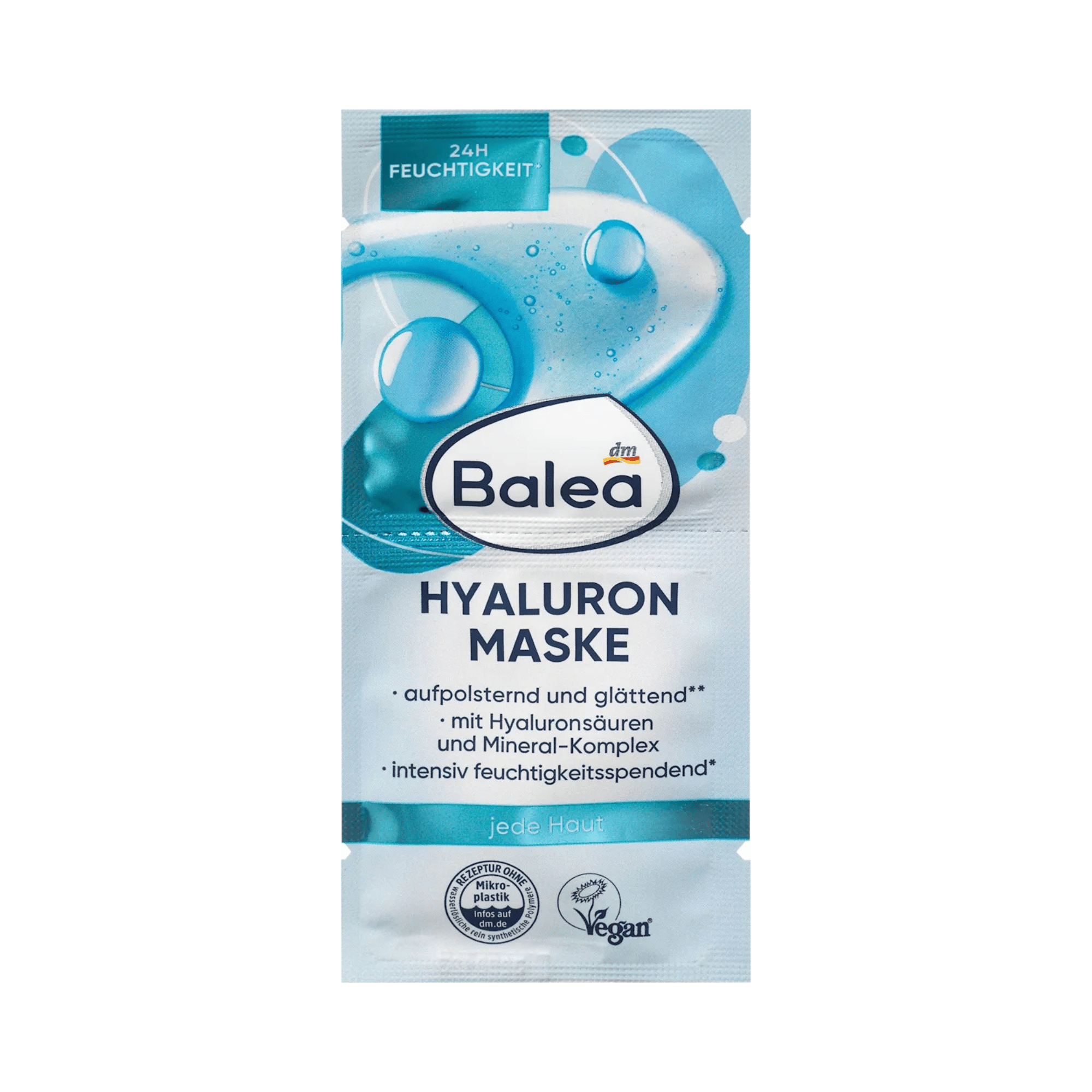 balea hyaluron face mask, 16 ml (2x8 ml) – vegan, plumping & hydrating