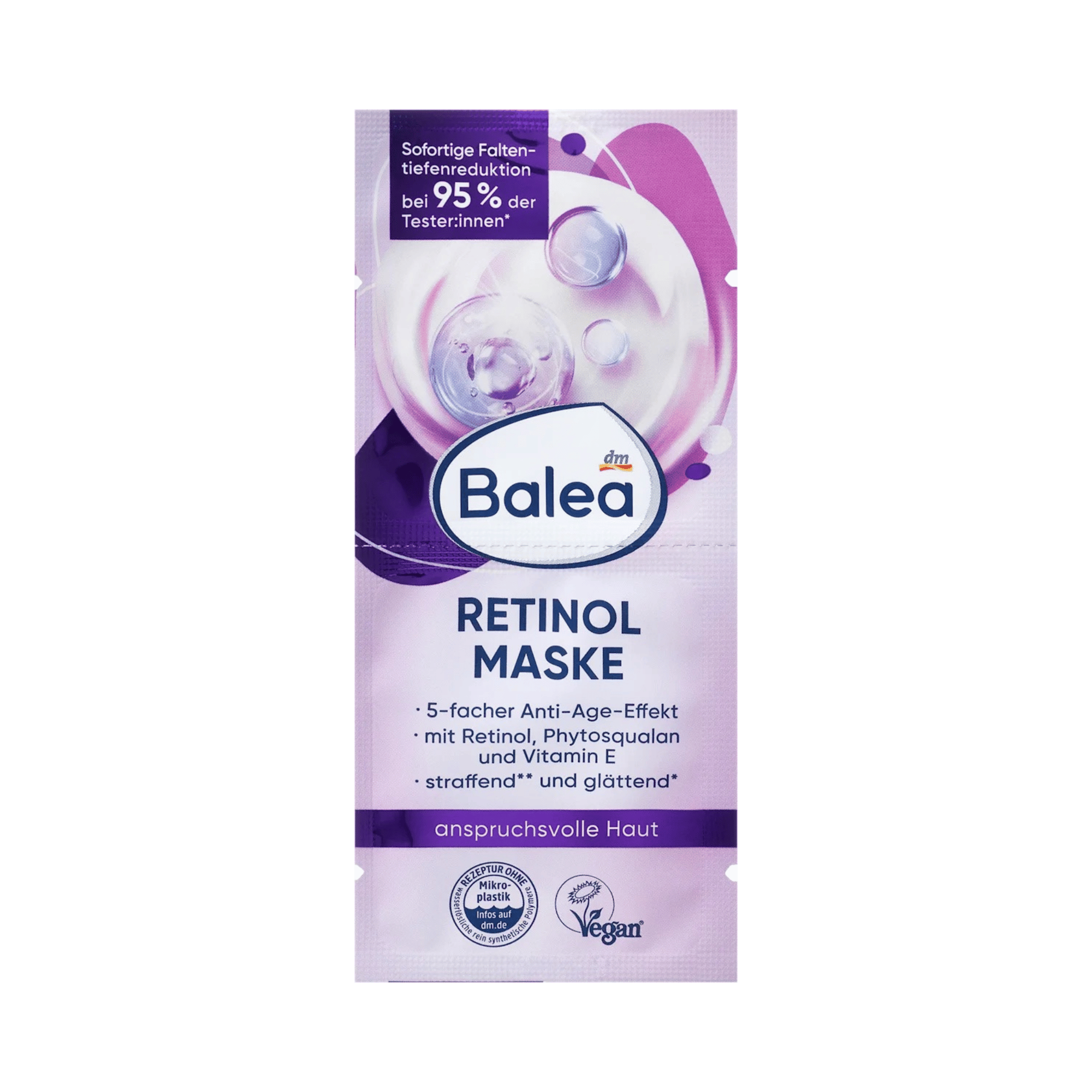 balea retinol face mask, 16 ml (2x8 ml) – 5 in 1 anti age, firming & smoothing