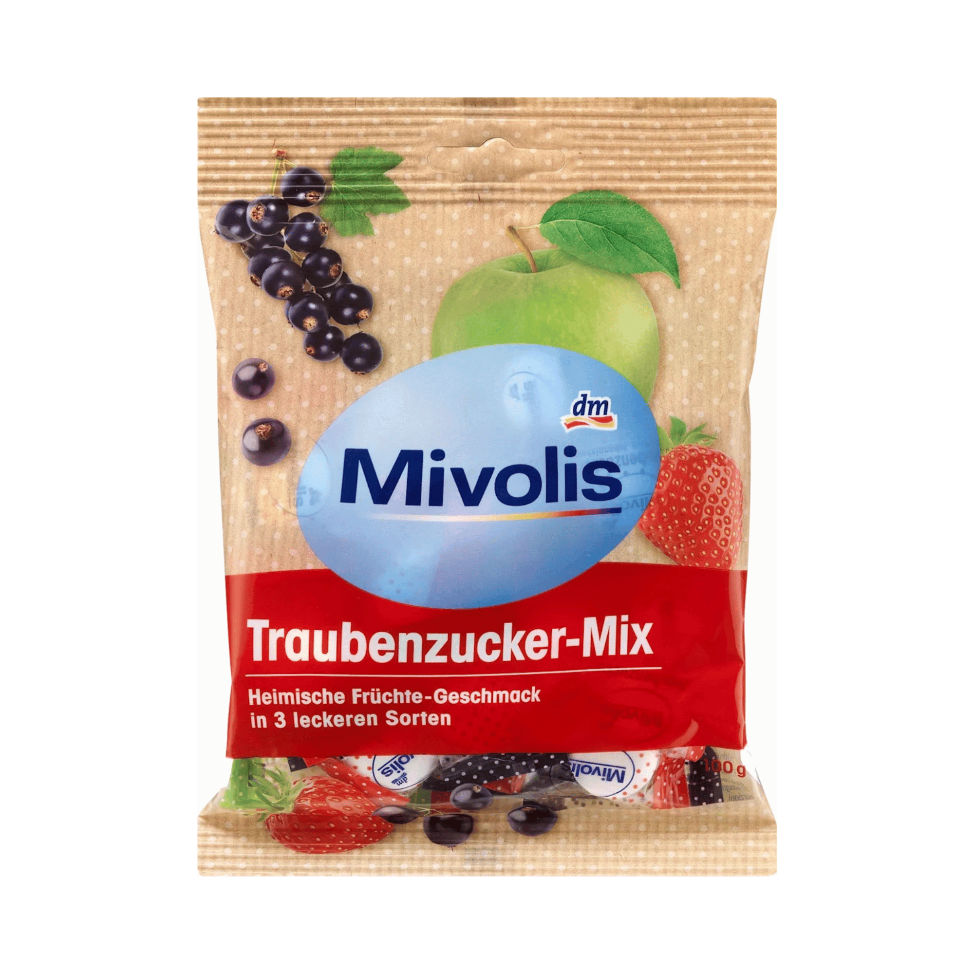 mivolis fruit mix glucose candy, 100 g – vegan, gluten & lactose free