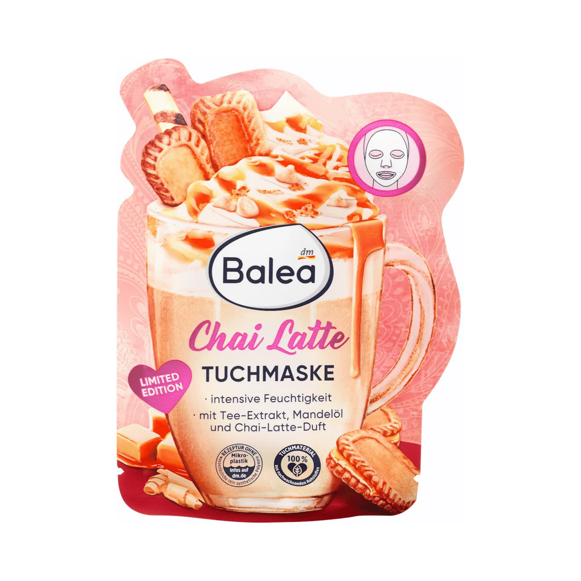 balea chai latte sheet mask – 1 sheet (limited edition)
