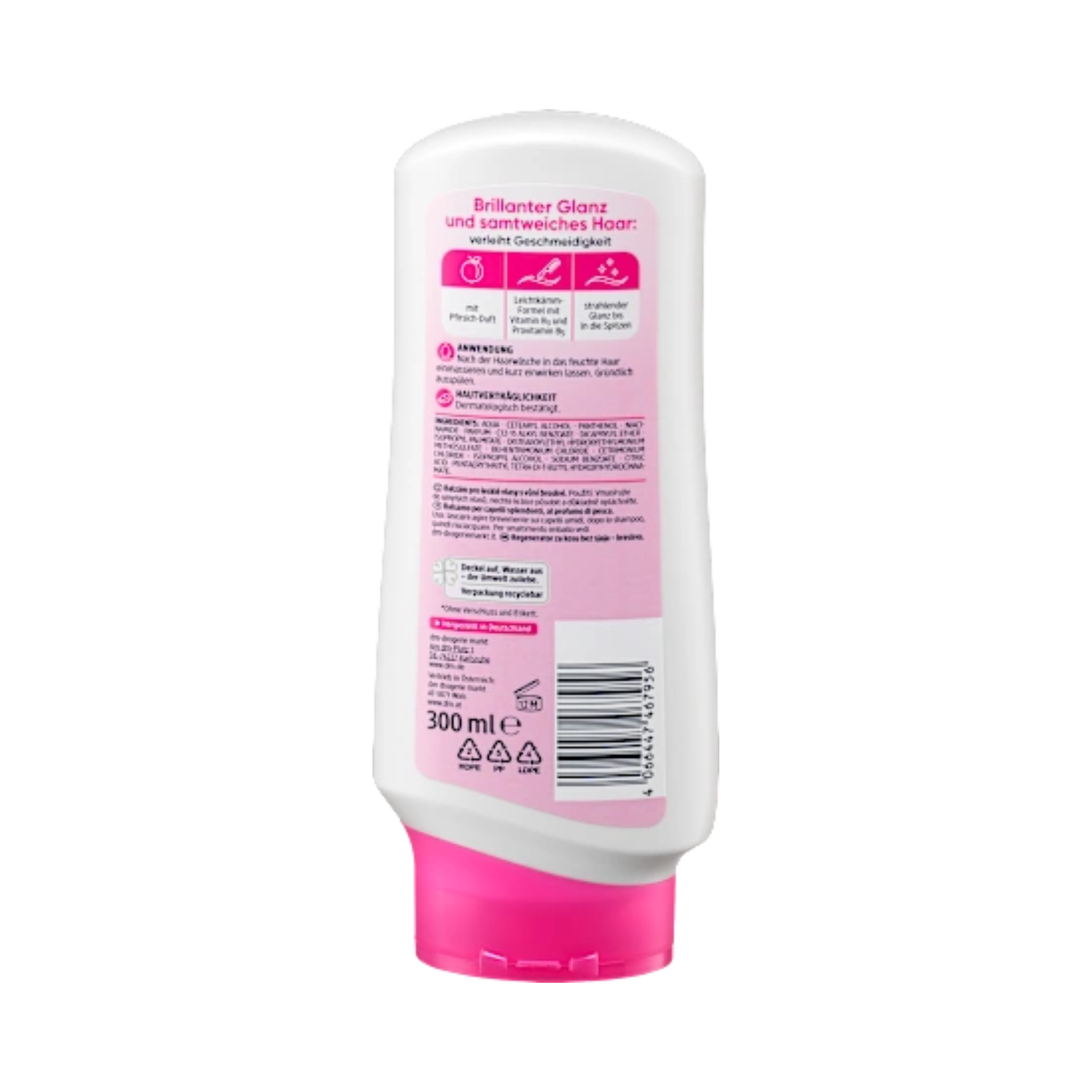 seidenglanz conditioner – perfect shine with peach scent – 300 ml