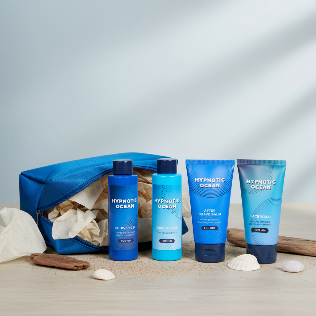 gift set “hypnotic ocean” – 5 piece toiletry bag