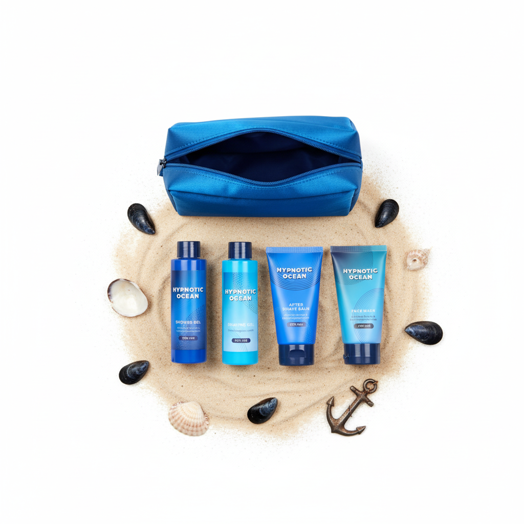 gift set “hypnotic ocean” – 5 piece toiletry bag