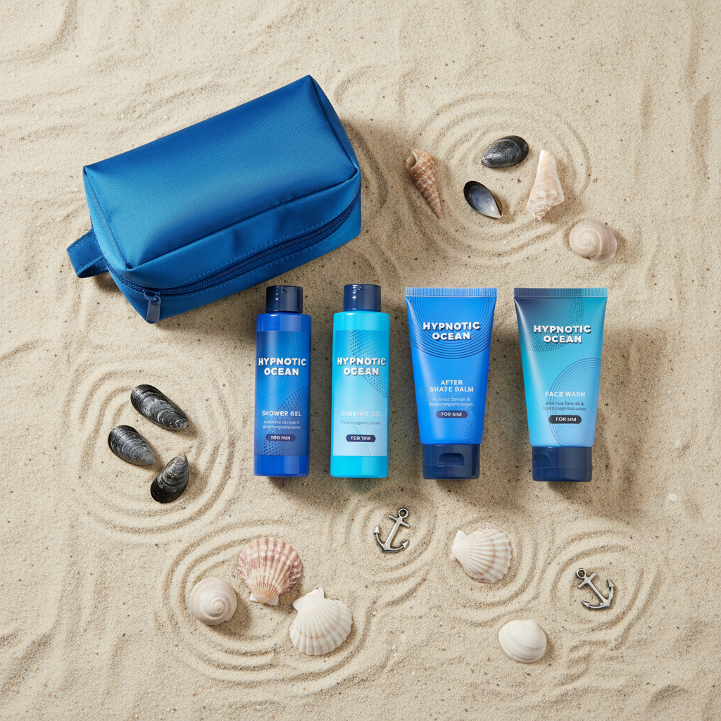 gift set “hypnotic ocean” – 5 piece toiletry bag