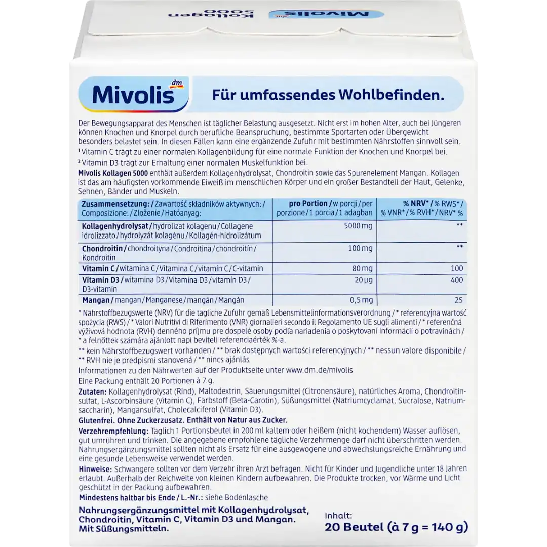 Mivolis - مكمل الكولاجين المركّز 5000 لدعم العظام والغضاريف - 20 كيس - Image 2