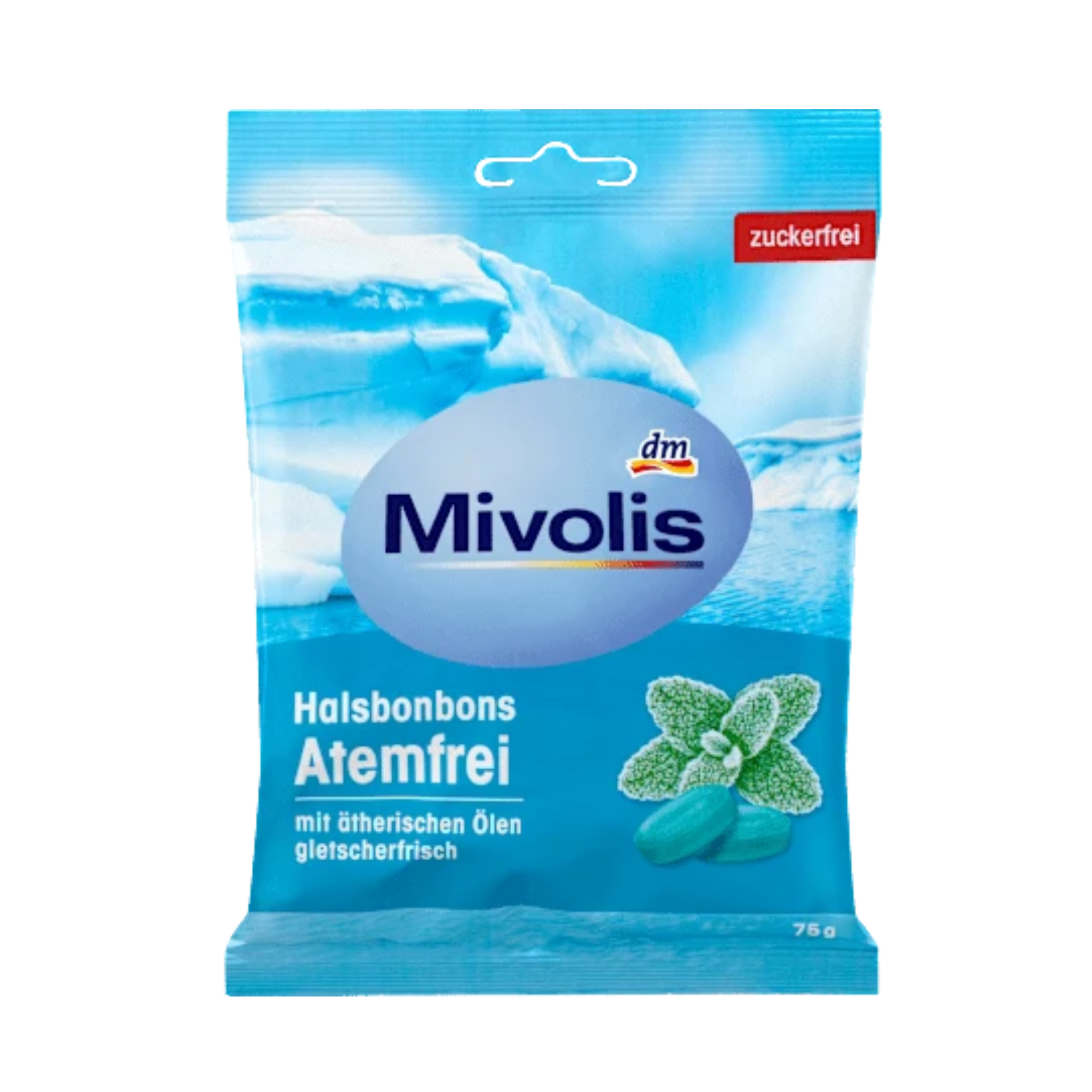 Mivolis – حلوى الحلق للانتعاش والتنفس المنعش بدون سكر – 75 غراماً